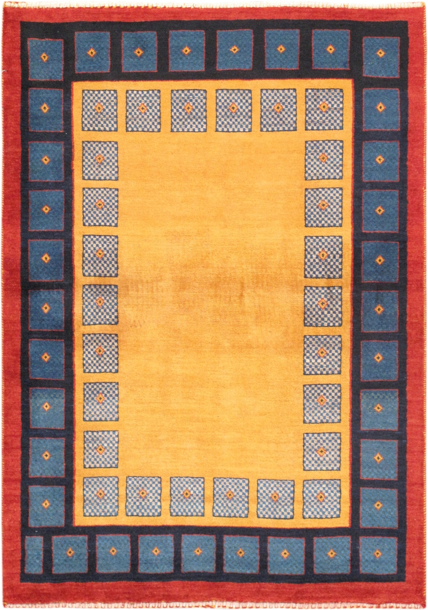 Gabbeh Collection Hand-Knotted Lamb's Wool Area Rug- 3' 5' X 4' 10'