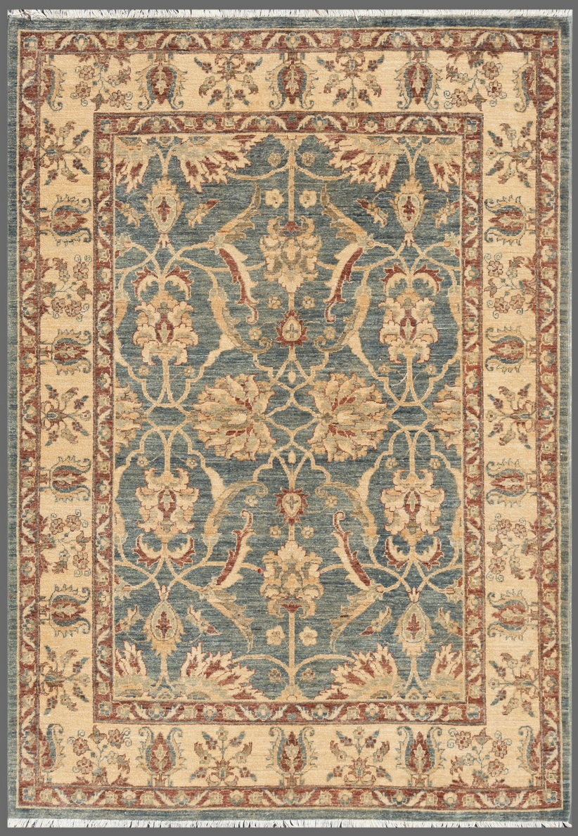 Denver Hand-Knotted L. Blue Lamb's Wool Area Rug- 4 ft.11 in. X 7 ft. 0 in.