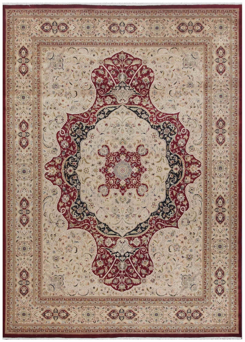 Tabriz Collection Hand-Knotted Lambs Wool Area Rug