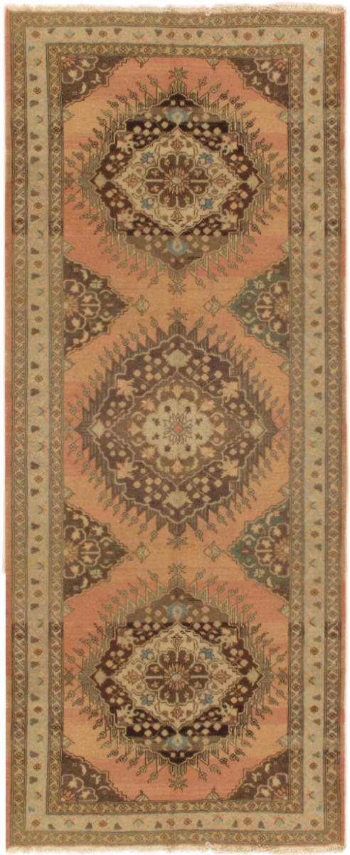 Antique Oushak Collection Salmon Lamb's Wool Area Rug- 5' 2' X 12' 8'