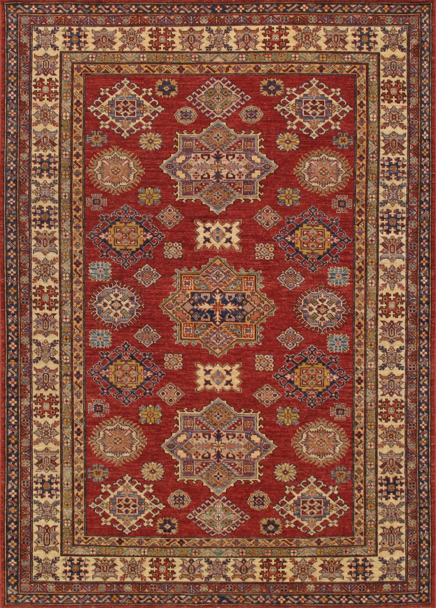 Kazak Collection Hand-Knotted Lamb's Wool Area Rug- - 6' 0' X 8' 6'