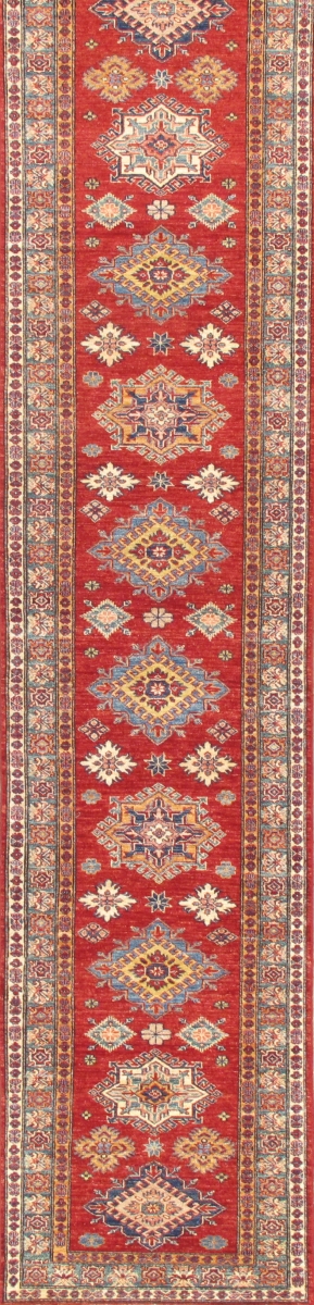 Kazak Collection Hand-Knotted Lamb's Wool Runner- 2' 9' X 12'10'