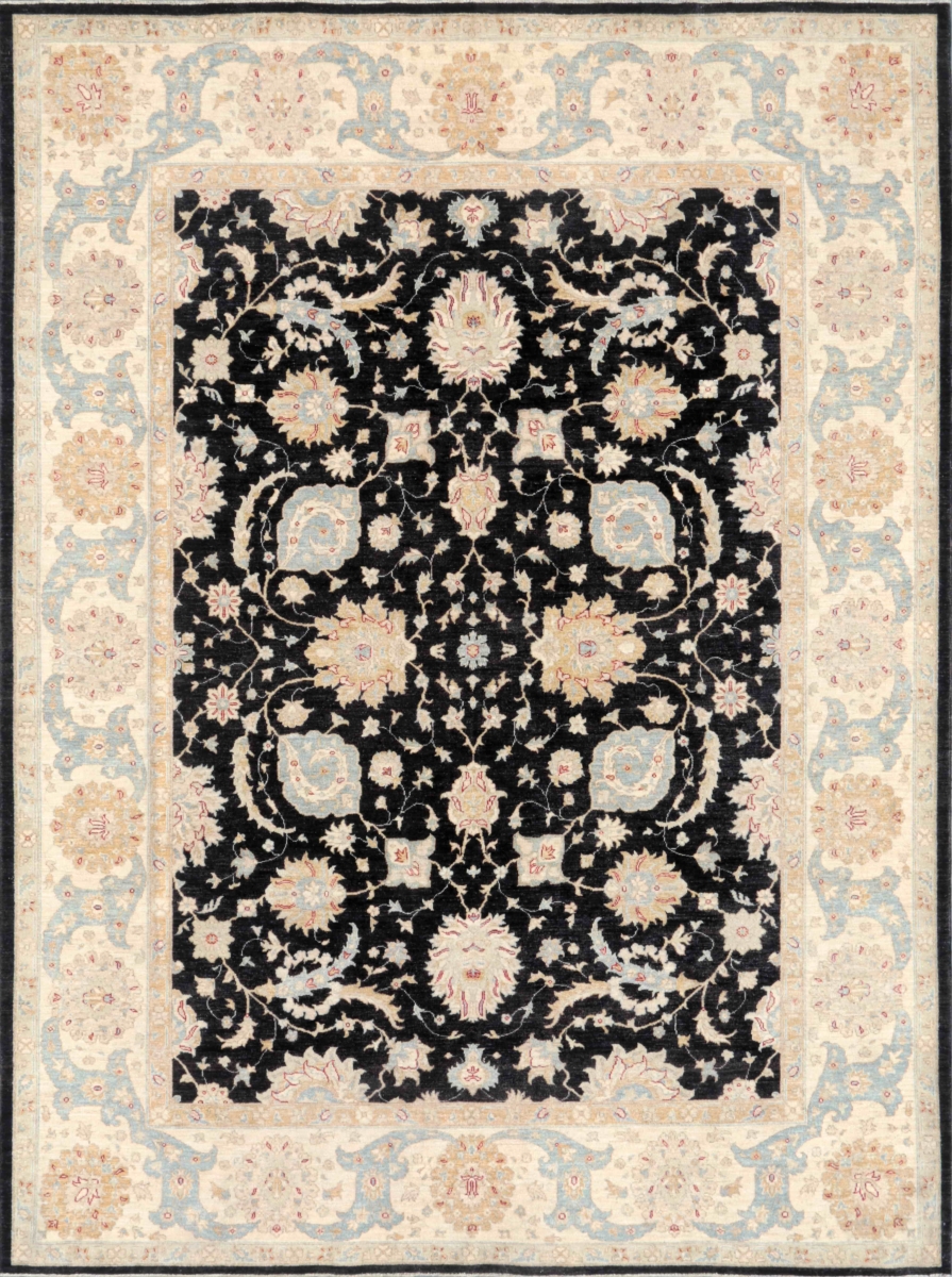 Denver Hand-Knotted Black Wool Area Rug