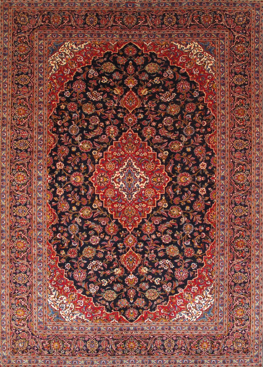 Antique Azerbaijan Navy Lamb's Wool Area Rug