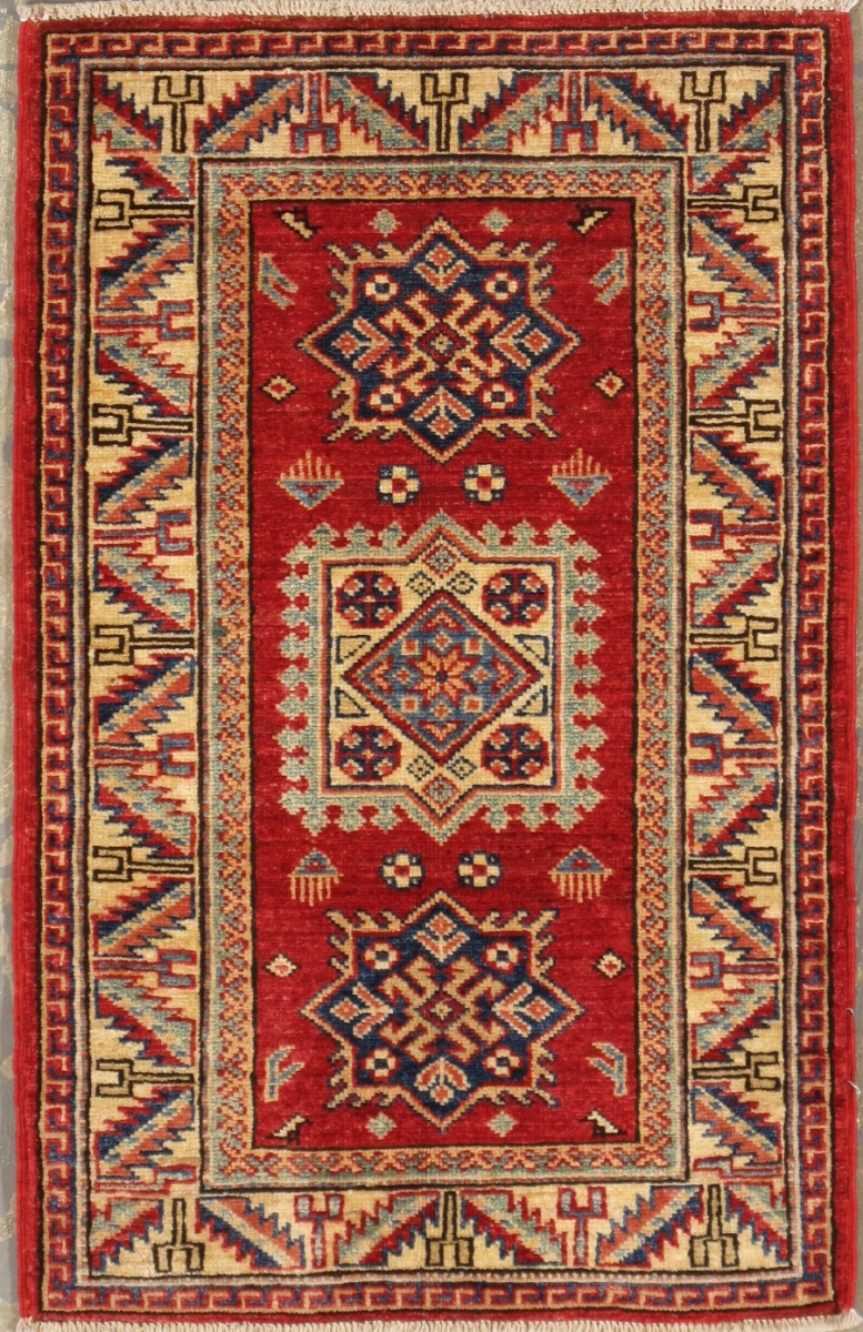 Kazak Collection Hand-Knotted Lamb's Wool Area Rug