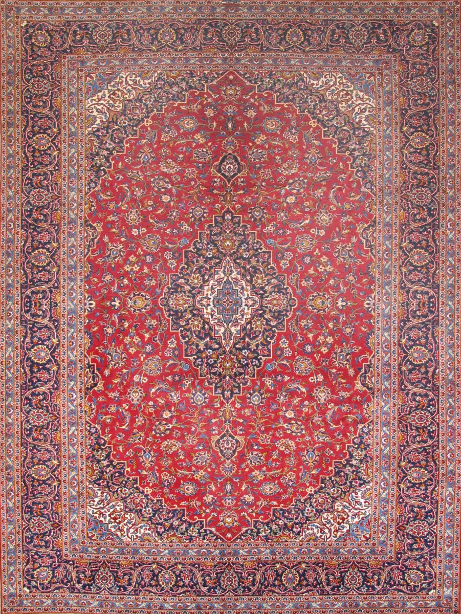 043916 Antique Azerbaijan Red Lamb's Wool Area Rug- 9 ft.10 in.  X 13 ft. 1 in.
