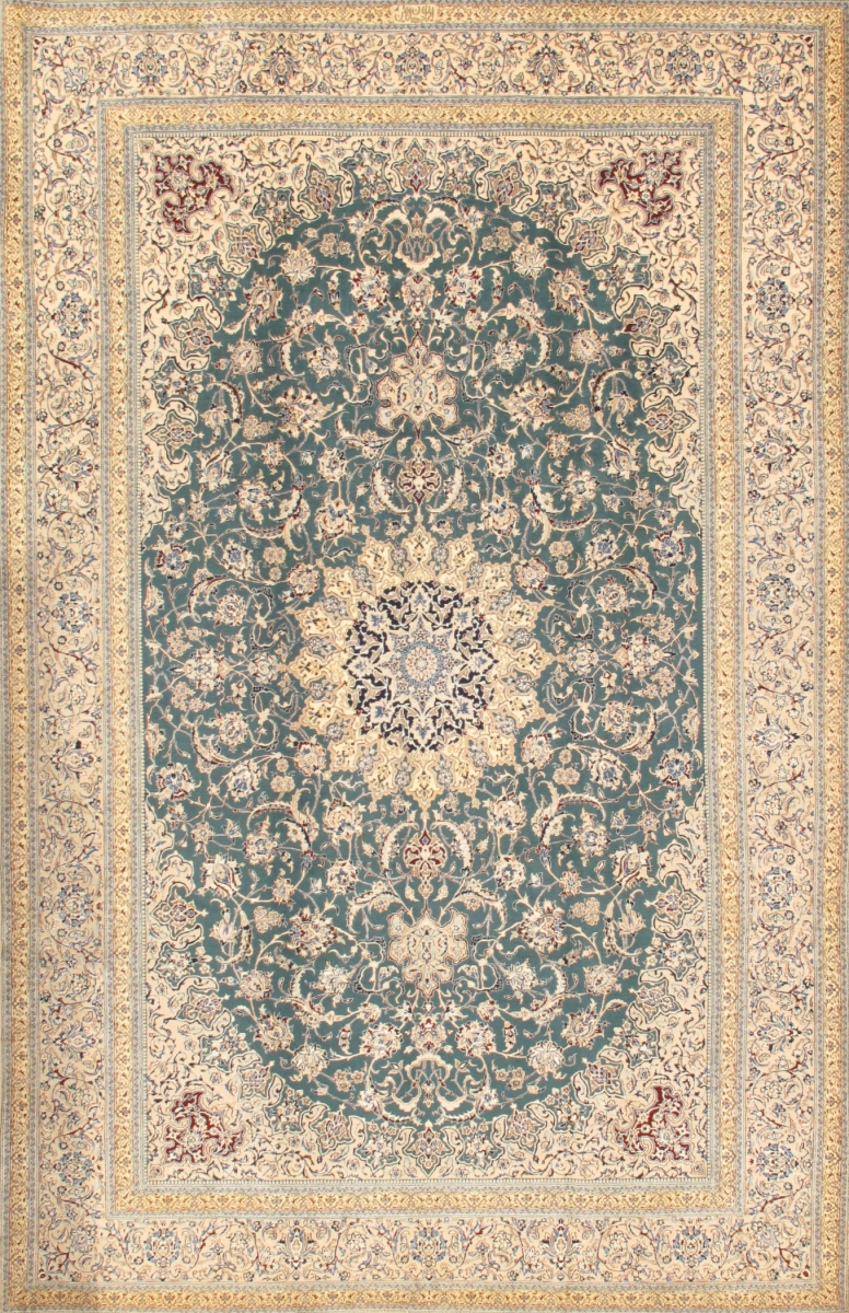 Azerbaijan Collection Hand-Knotted Silk & Wool Area Rug- T. Green