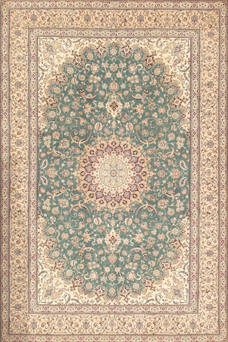 Azerbaijan Collection Hand-Knotted Silk & Wool Area Rug- T. Green