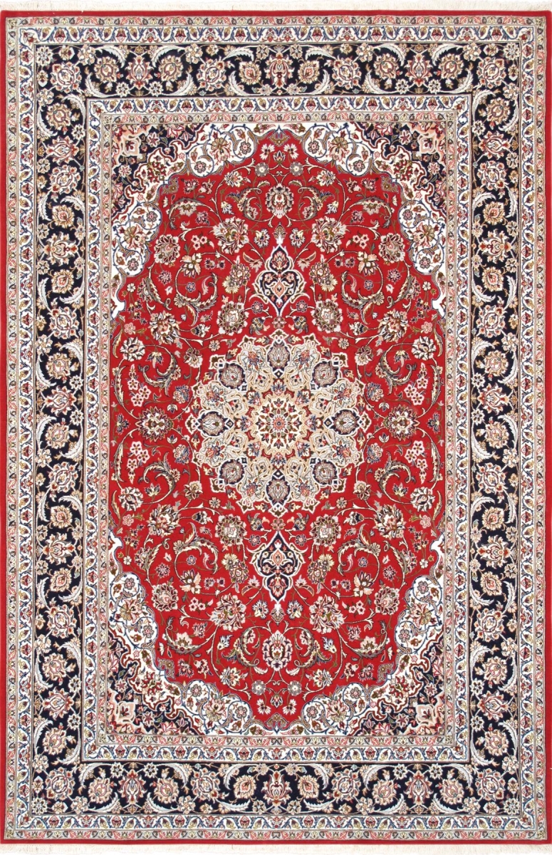Azerbaijan Collection Hand-Knotted Silk & Wool Area Rug- Red - 5 ft. 0 in. X 7 ft. 8 in.