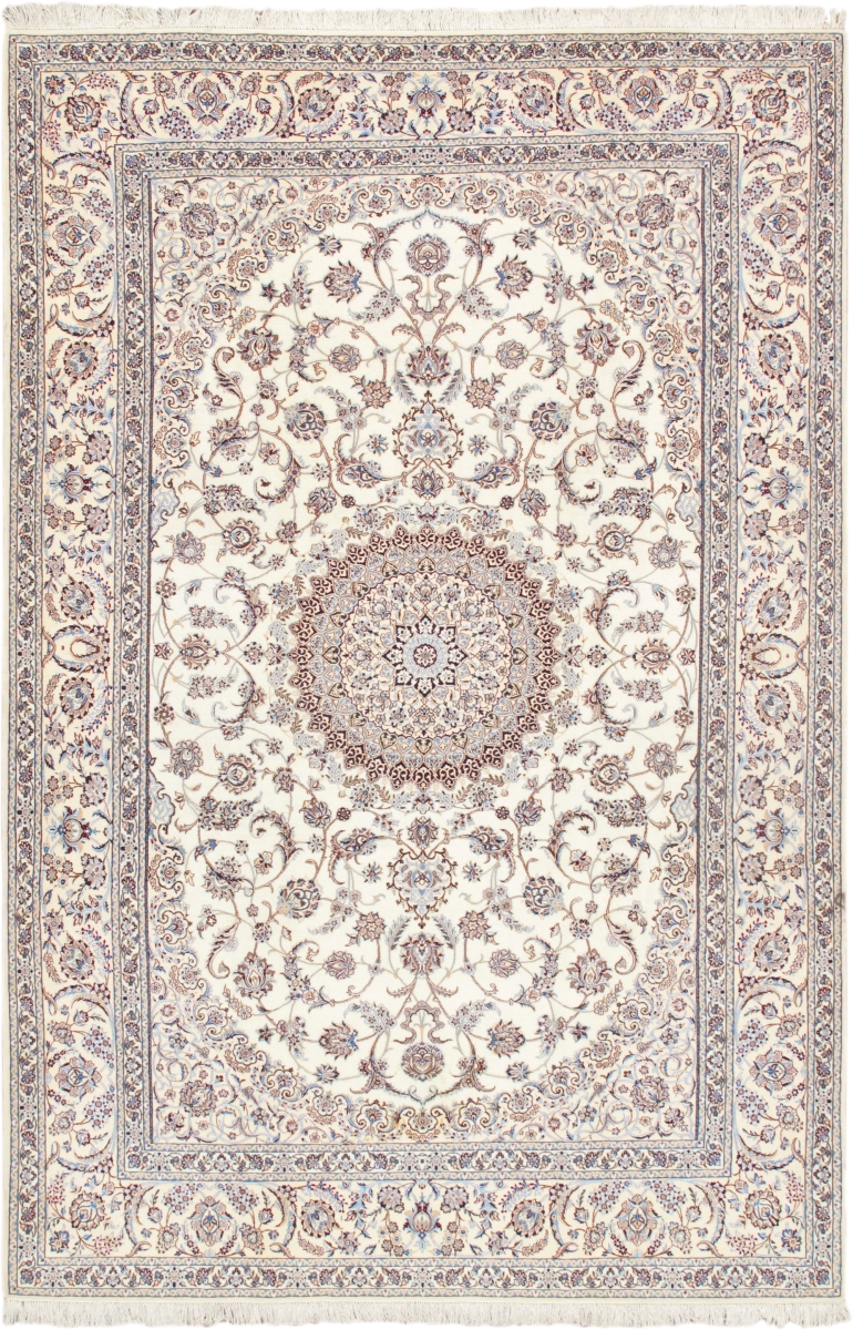 Azerbaijan Collection Hand-Knotted Silk & Wool Area Rug- Ivory - 6 ft.10 in. X 10 ft. 3 in.