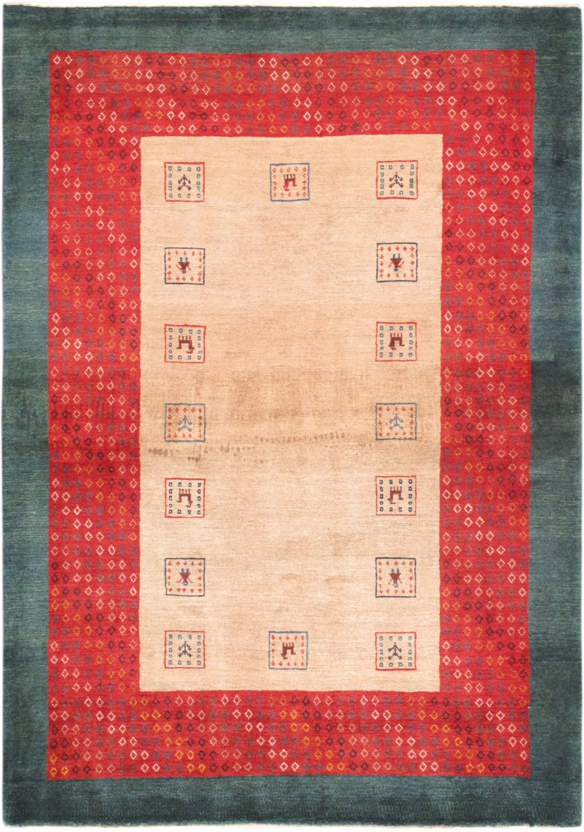 Gabbeh Collection Hand-Knotted Lamb's Wool Area Rug- 4' 3' X 5' 11'