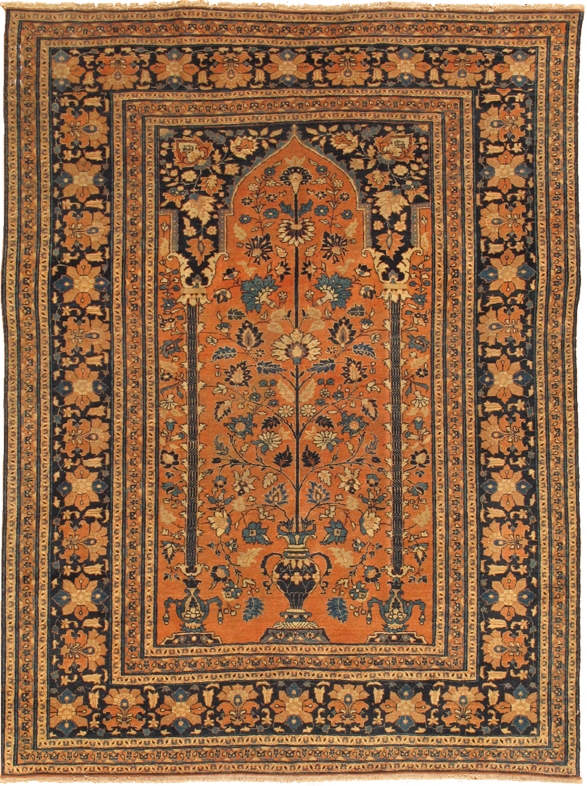 037832 Antique Baku Collection Rust Lamb's Wool Area Rug- 4 ft. 5 in.  X 6 ft. 0 in.