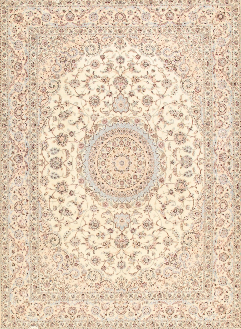Azerbaijan Collection Hand-Knotted Silk & Wool Area Rug- Ivory - 8 ft. 4 in. X 11 ft. 7 in.