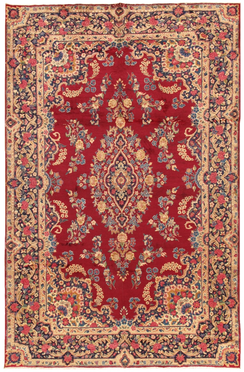 Antique Sarouk Collection Red Lamb's Wool Area Rug- 6' 8' X 10' 4'