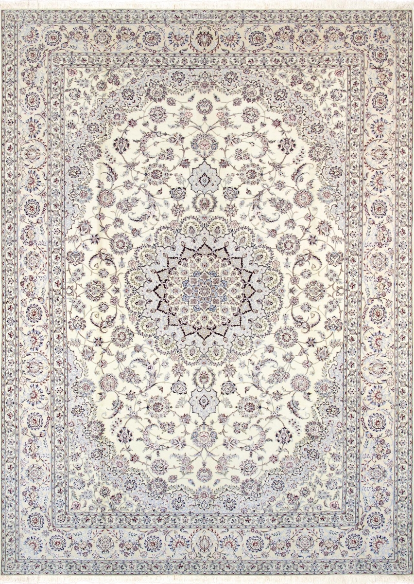 Azerbaijan Collection Hand-Knotted Silk & Wool Area Rug- Ivory