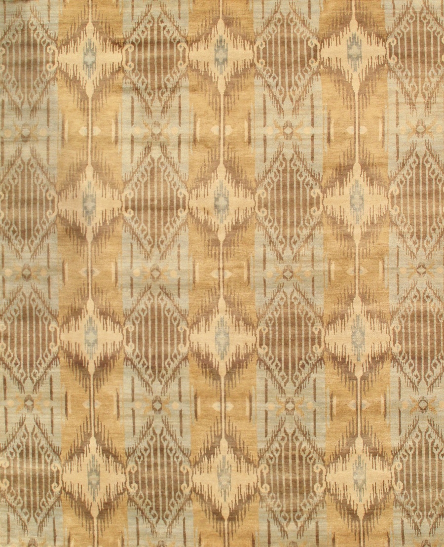 Ikat Collection Hand-Knotted Lamb's Wool Area Rug- Grey - 9' 4' X 12' 0'