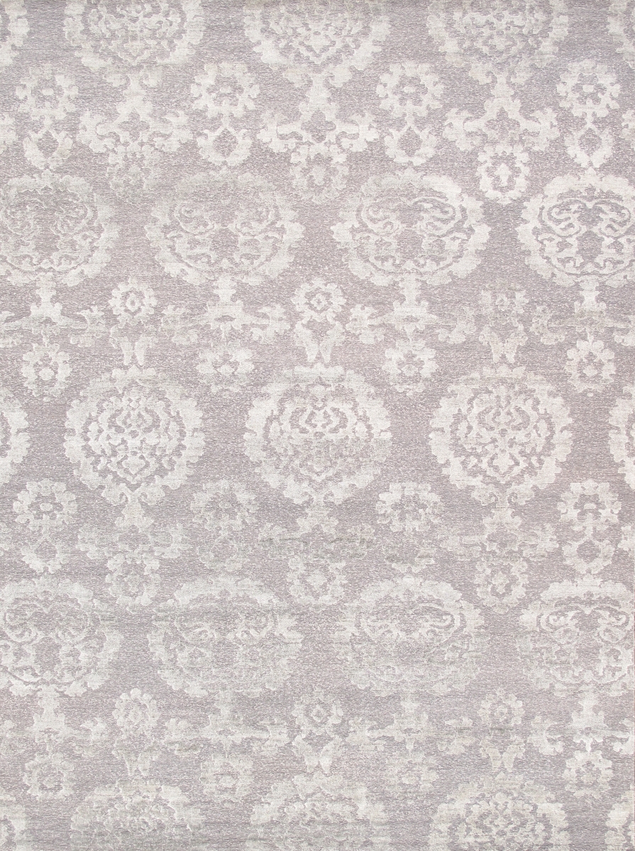 Transitional Collection Hand-Knotted Silk & Wool Area Rug- 8' 9' X 11' 9' - Grey