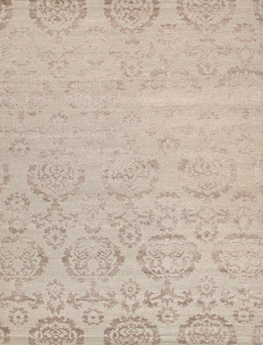 Transitional Collection Hand-Knotted Silk & Wool Area Rug- Tan - 8'10' X 11'7'