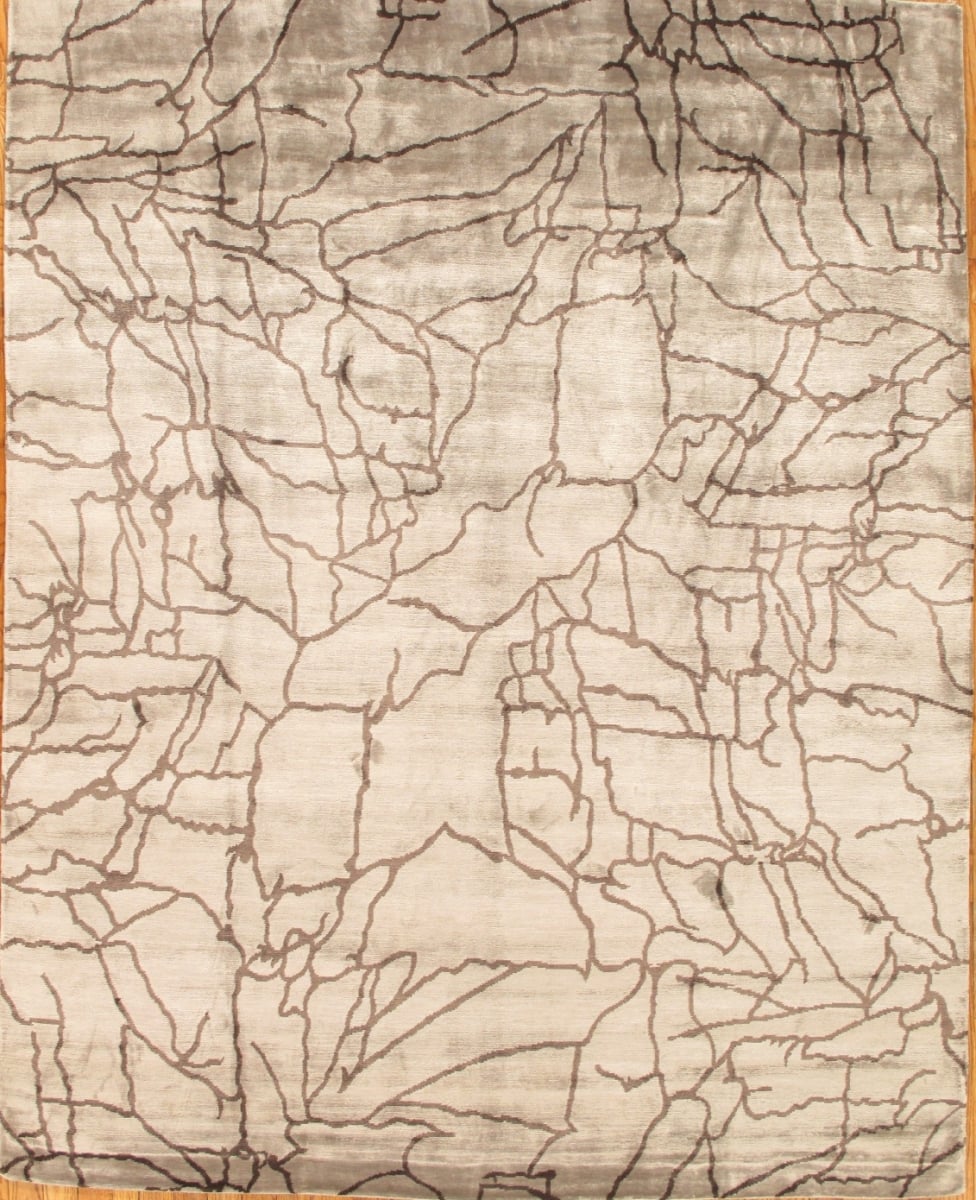 Modern Collection Hand-Knotted Lamb's Wool Area Rug- Beige - 3' 0' X 3' 0'