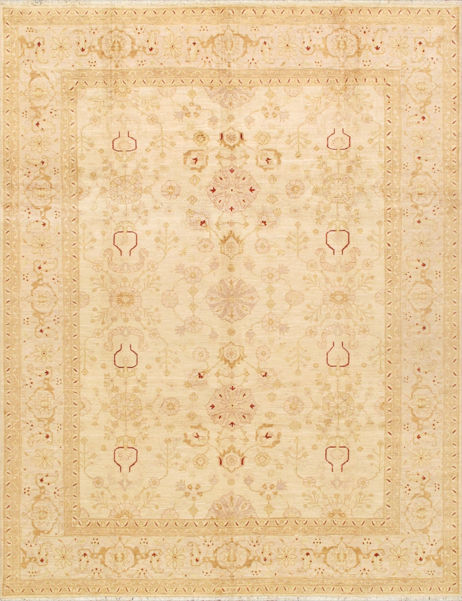 Azerbaijan Collection Hand-Knotted Lamb's Wool Area Rug- 9 ft. 1 in. X 12 ft. 0 in. Ivory