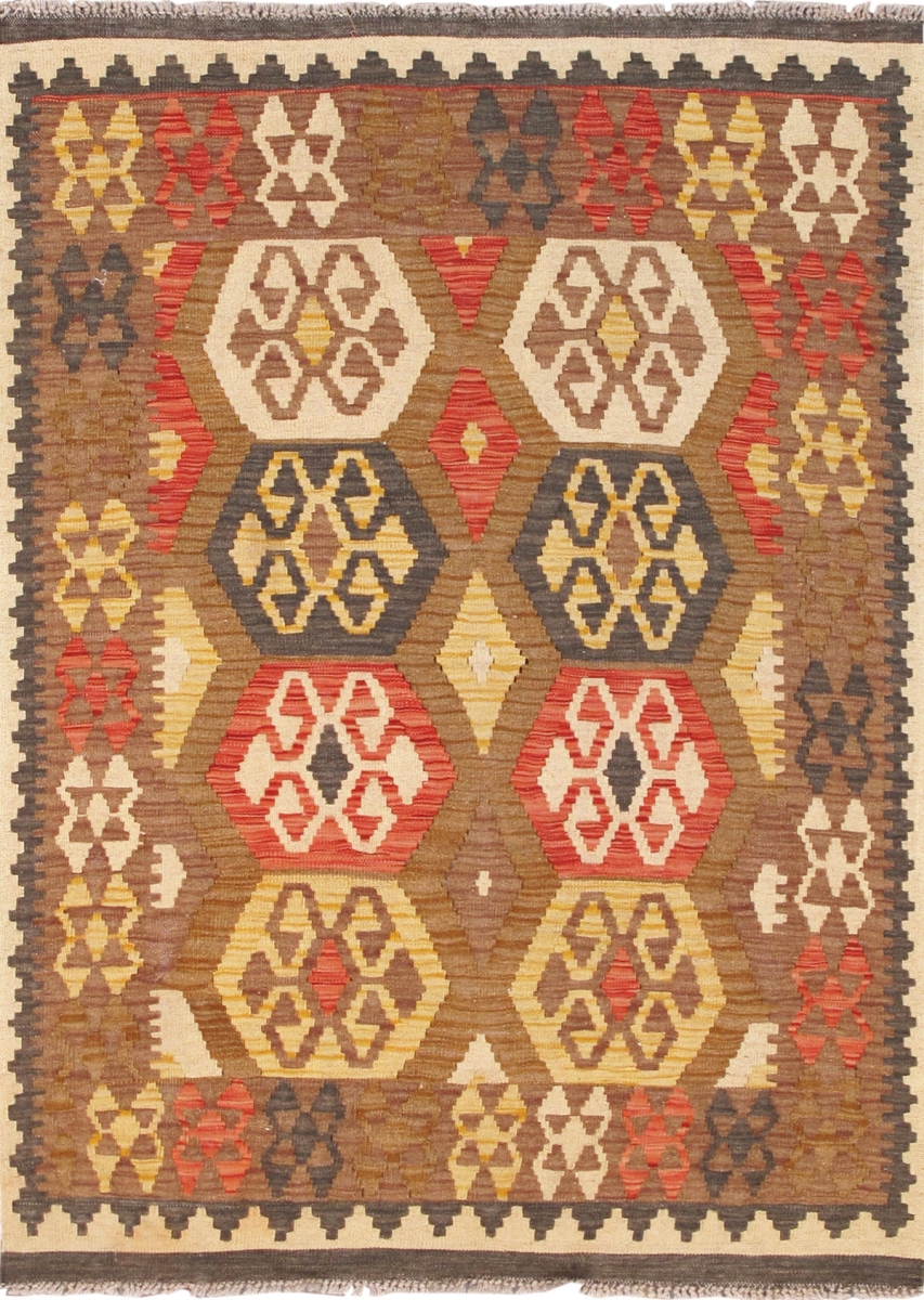048584  Kilim Collection Hand-Woven Wool Area Rug- 3' 7' X 4' 9'