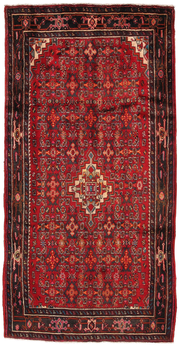 Vintage Azerbaijan Red Lamb's Wool Area Rug - 5 ft. 0 in. X 9 ft.11 in.