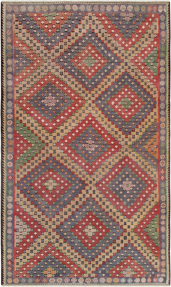 051082  Vintage Kilim Collection Multi Lamb's Wool Area Rug- 6' 0' X 10' 5'