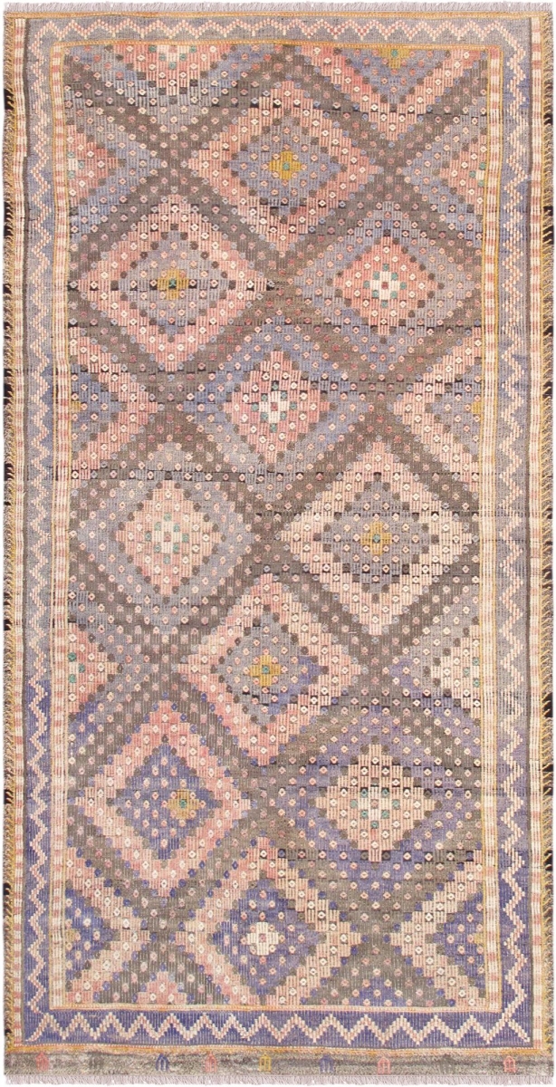 051081  Vintage Kilim Collection Multi Lamb's Wool Area Rug- 5' 7' X 11' 7'