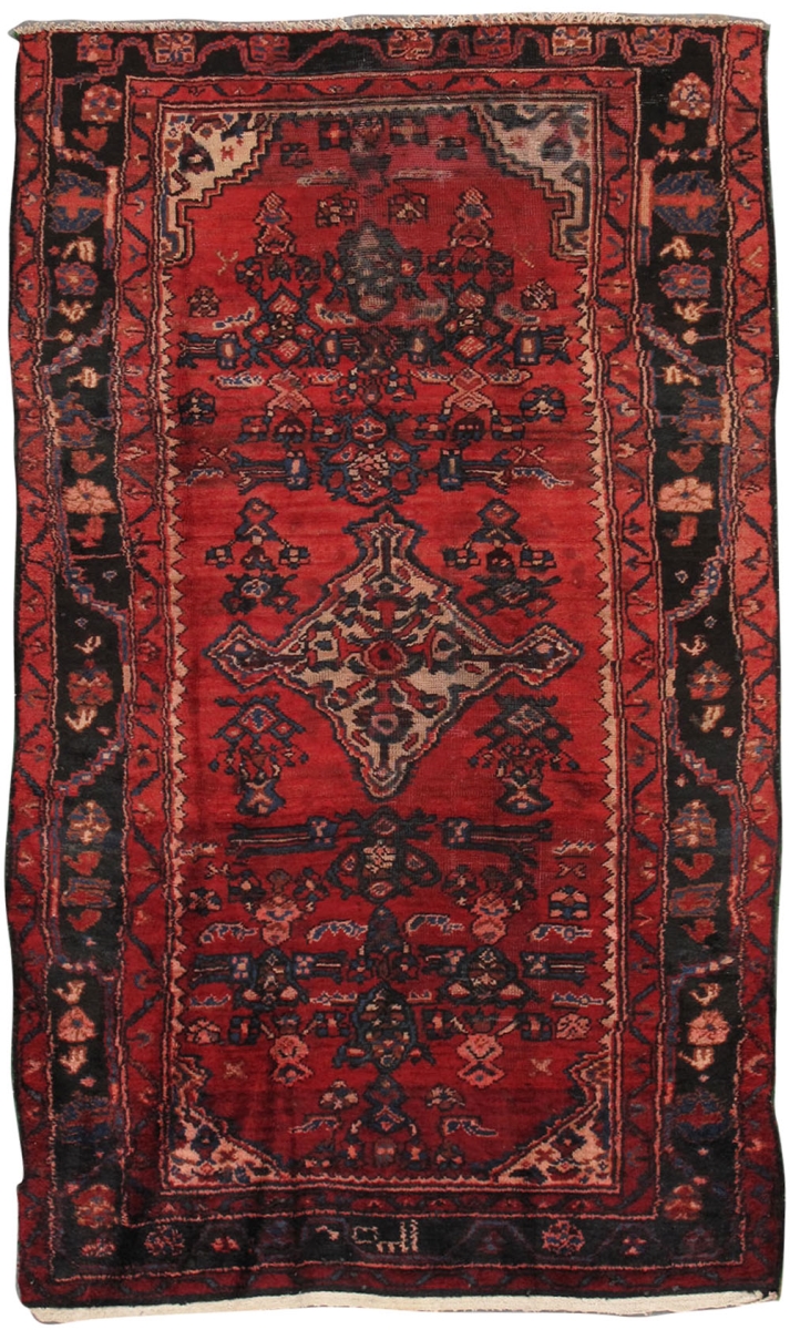 Vintage Lilian Colletion Hand-Knotted Lamb's Wool Area Rug- Red - 3'11' X 6' 9'