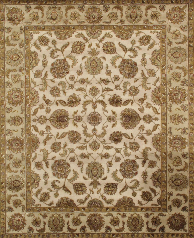Agra Collection Hand-Knotted Silk & Wool Area Rug - Ivory - 8' 1in. X 10' 1in.