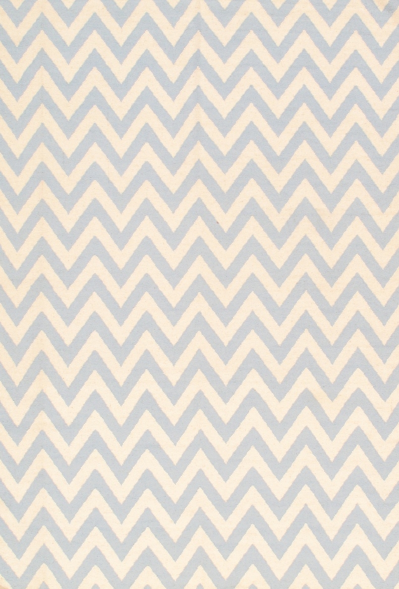Pasargad Sahara Collection Decorative Handmade Wool Flat Weave Area Rug - Blue/Ivory - 5x8