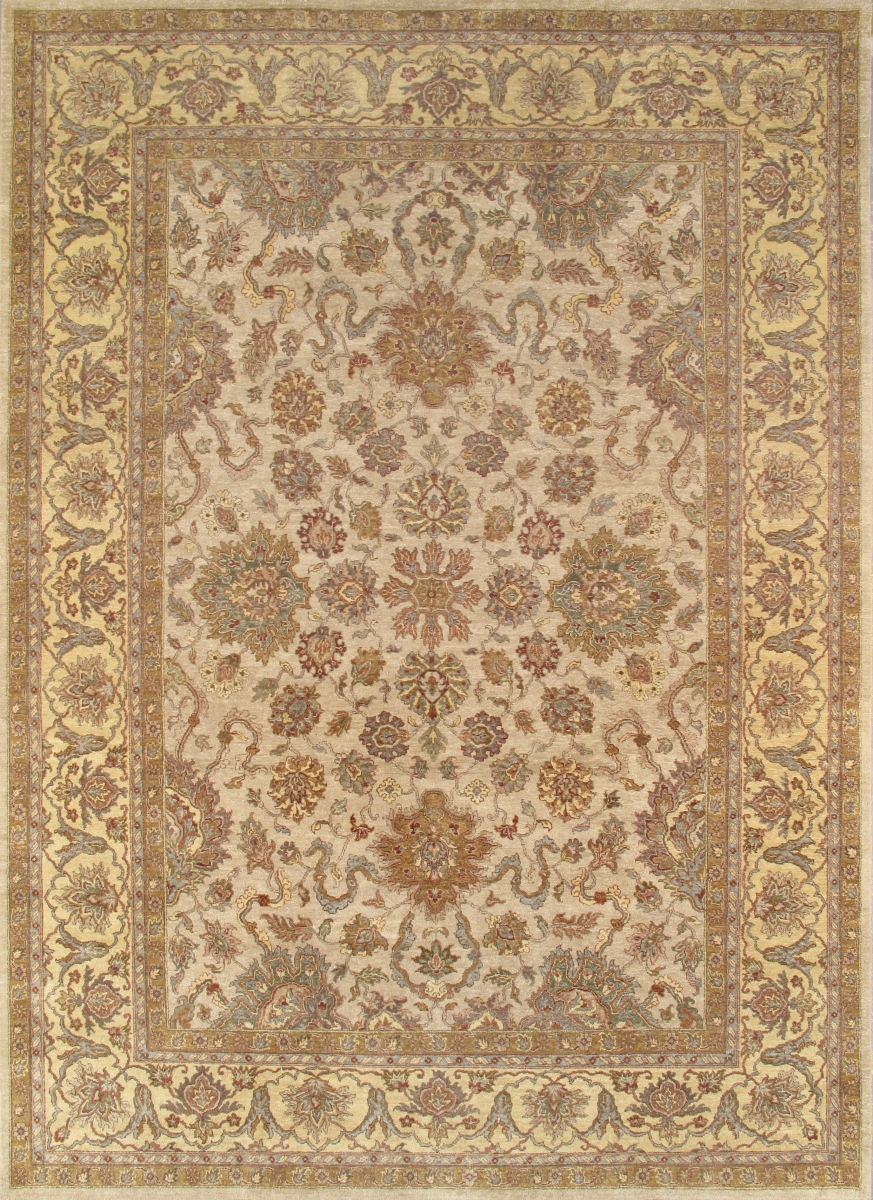 Agra Collection Hand-Knotted Lamb's Wool Area Rug- Ivory - 10' 0' X 13' 10'