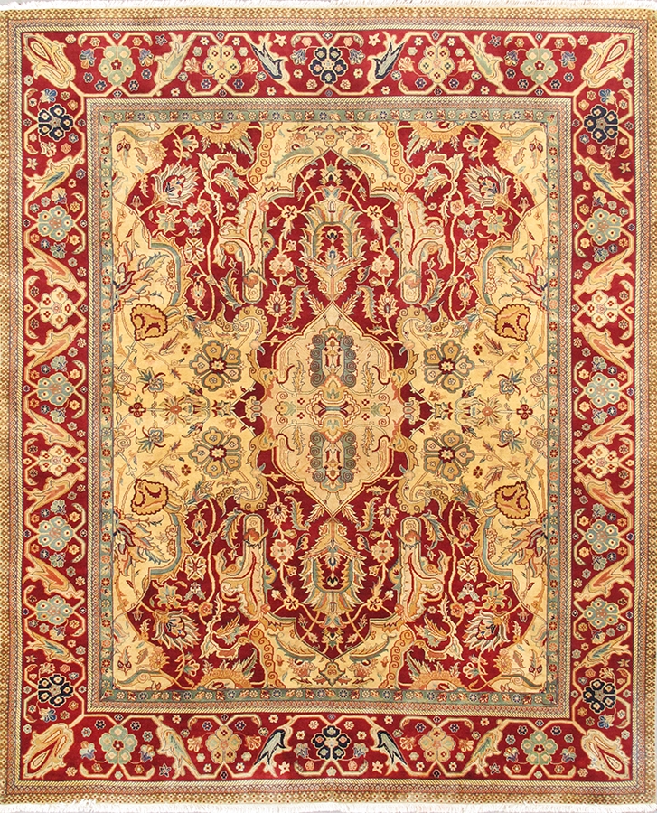 Agra Collection Hand-Knotted Lamb's Wool Area Rug- Gold - 8' 0' X 9' 10'