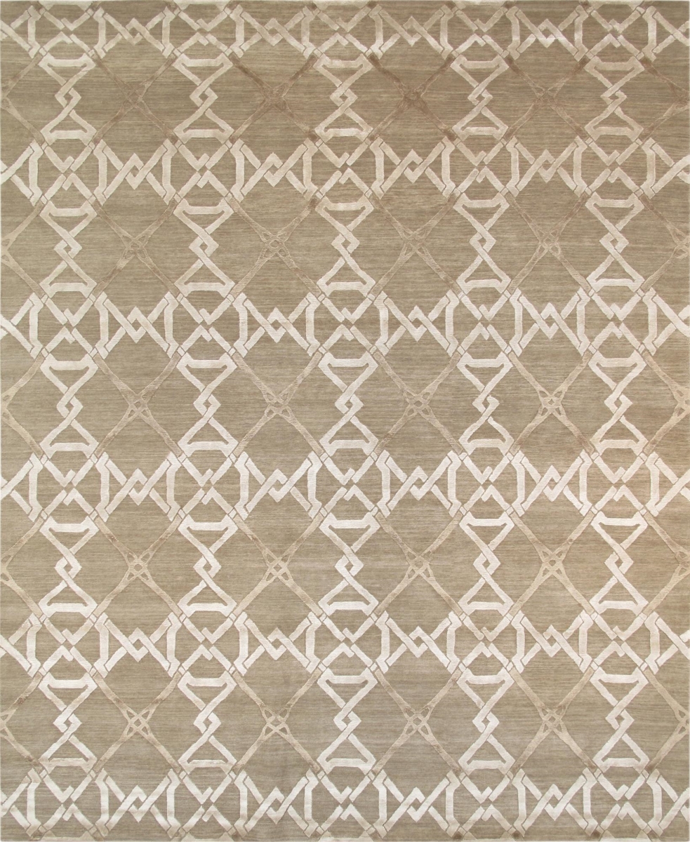 Modern Collection Hand-Knotted Silk & Wool Area Rug