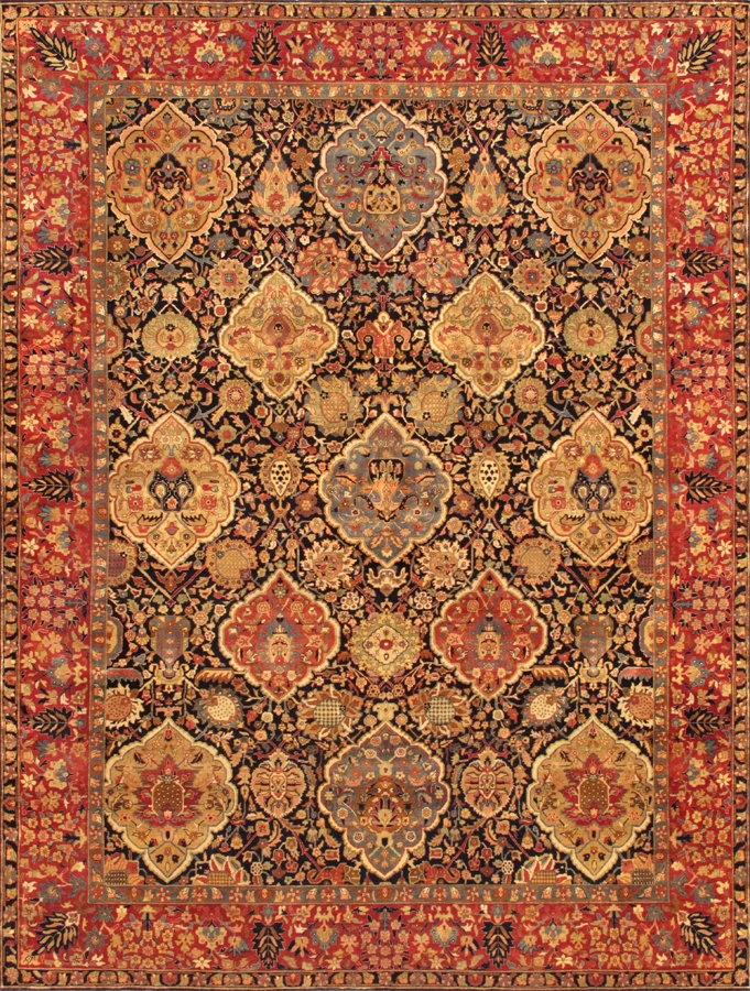 Azerbaijan Collection Hand-Knotted Wool Area Rug- Navy - 6 ft. 1 in. X 9 ft. 0 in.