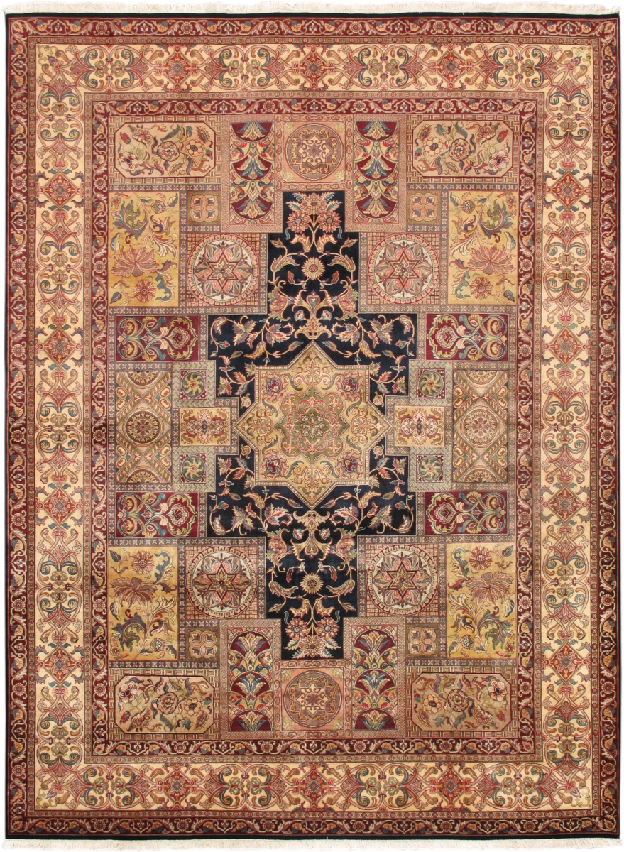 Agra Collection Hand-Knotted Lamb's Wool Area Rug- Navy - 9' 2' X 12' 2'