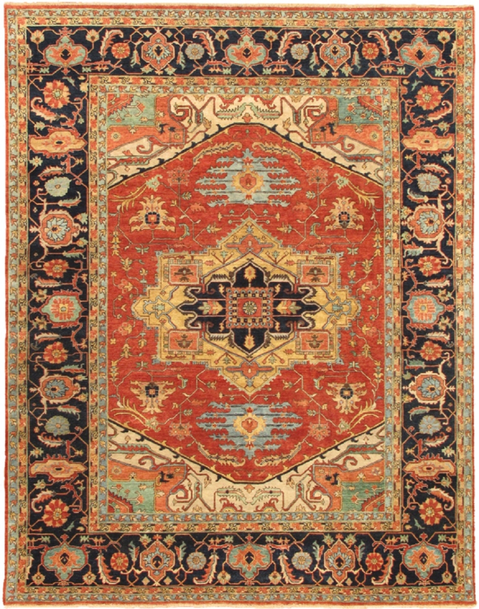 Serapi Collection Hand-Knotted Rust/Navy Lamb's Wool Area Rug-12' 0' X 15' 1'