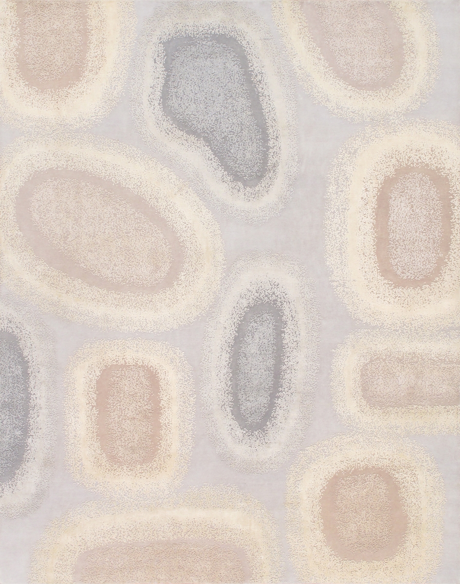PKE-162  Modern Collection Hand-Knotted Silk & Wool Silver Area Rug