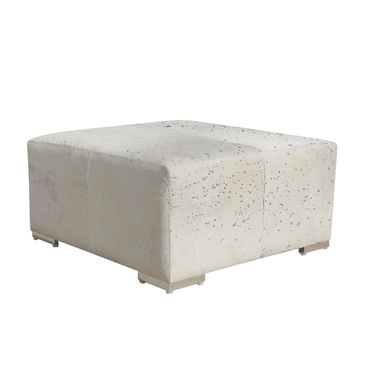 Safari Collection Cowhide & Steel Ottoman, Silver