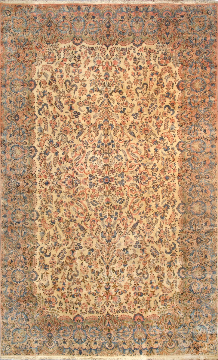Antique Kerman Collection Hand-Knotted Lamb's Wool Area Rug- Beige - 10' 7' X 17' 7'