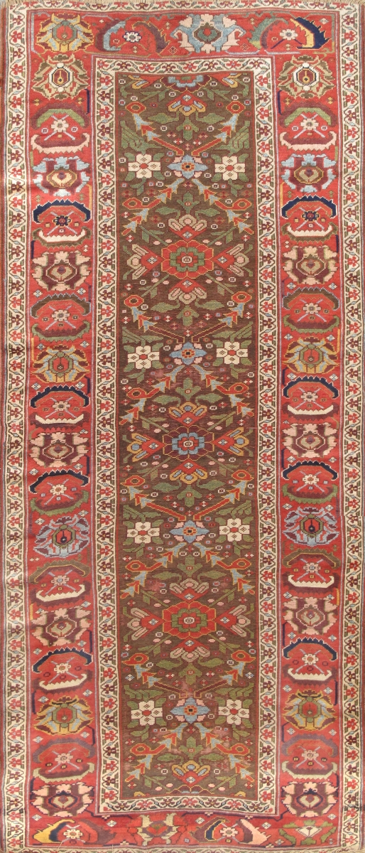 012502 Azerbaijan Collection Hand-Knotted Lamb's Wool Area Rug- 4 ft. 2 in.  X 9 ft. 5 in.   Brown