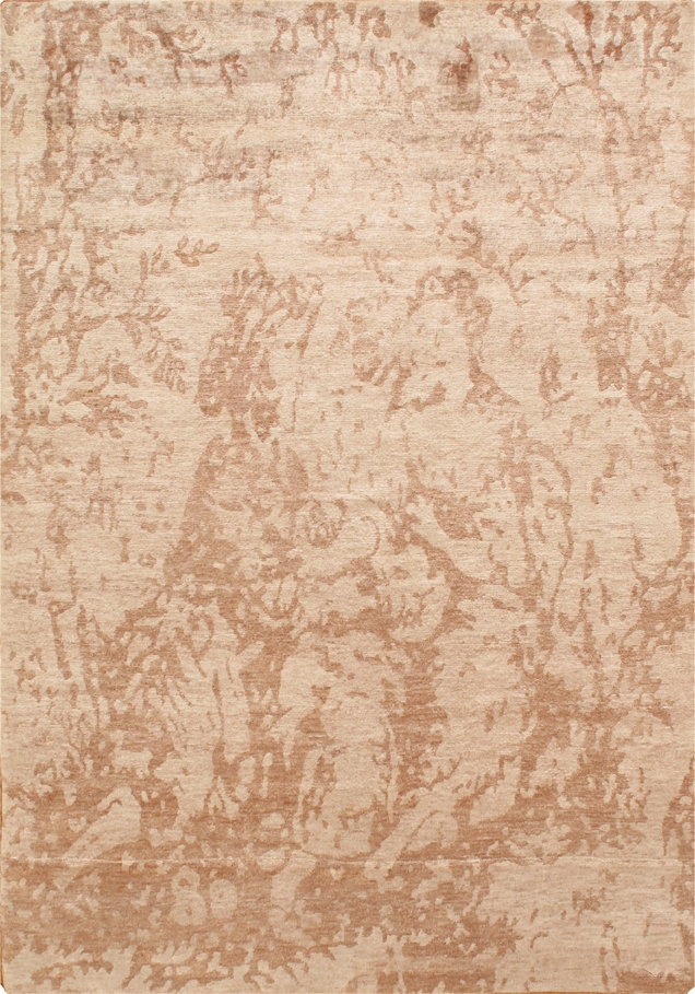 Modern Collection Hand-Knotted Pure Silk Area Rug- 5' 8' X 7'10'