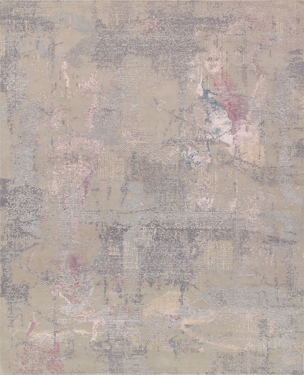 PRJ-4 8x10  Modern Collection Hand-Knotted Silk & Wool Area Rug- 8' 3' X 10' 2'