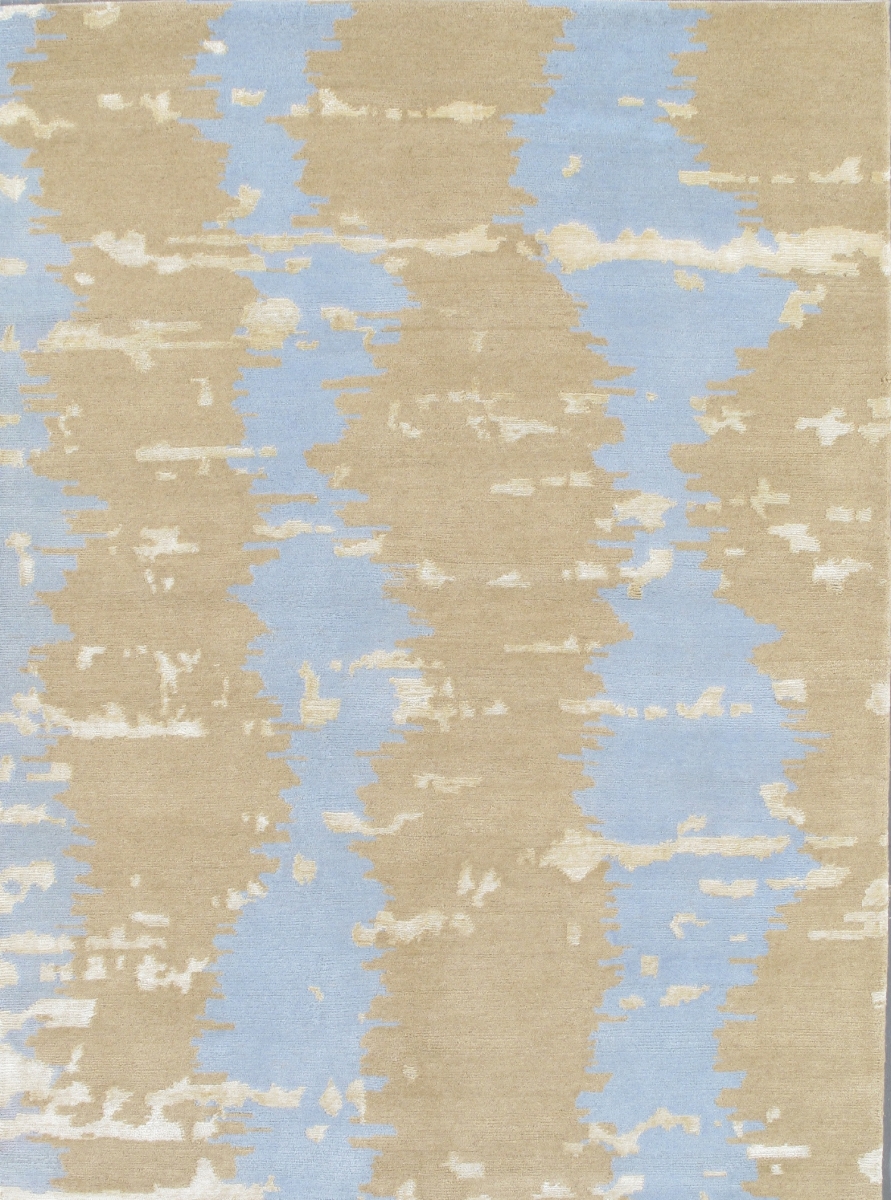 Modern Collection Hand-Knotted Silk & Wool Area Rug- Grey - 4' 2' X 5' 8'