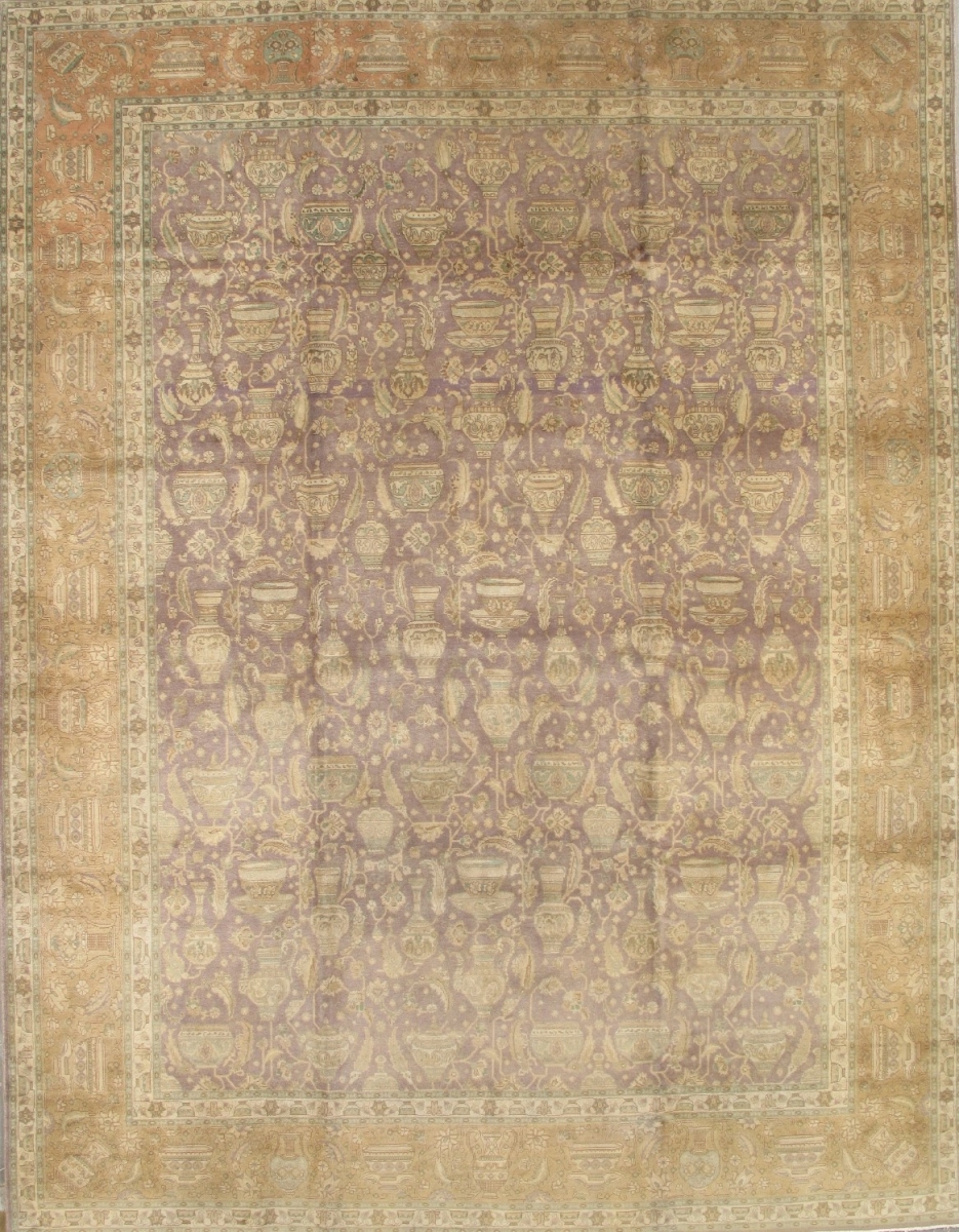 038419  Vintage Persian Tabriz Collection Wool Area Rug, 9'8'x12'6'