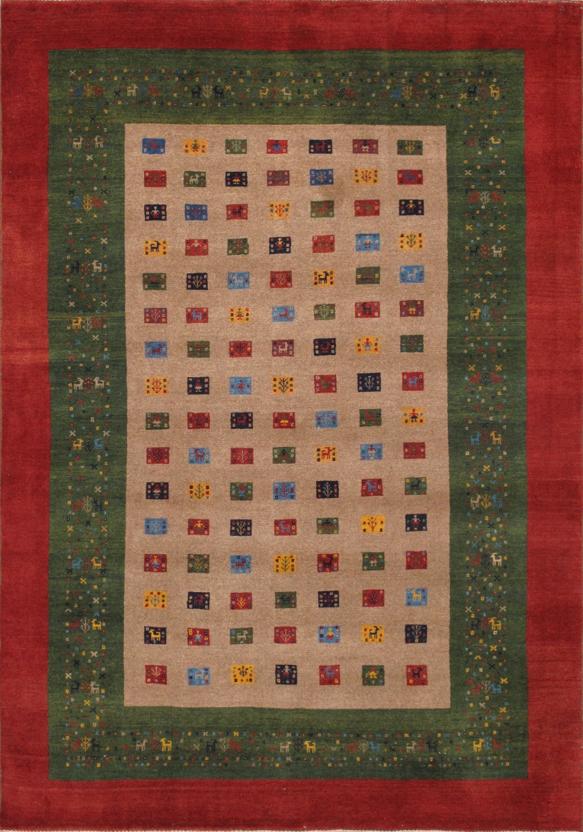 028426 Tribal Collection Hand-Knotted Lamb's Wool Area Rug- 5 ft. 1 in.  X 7 ft. 2 in.