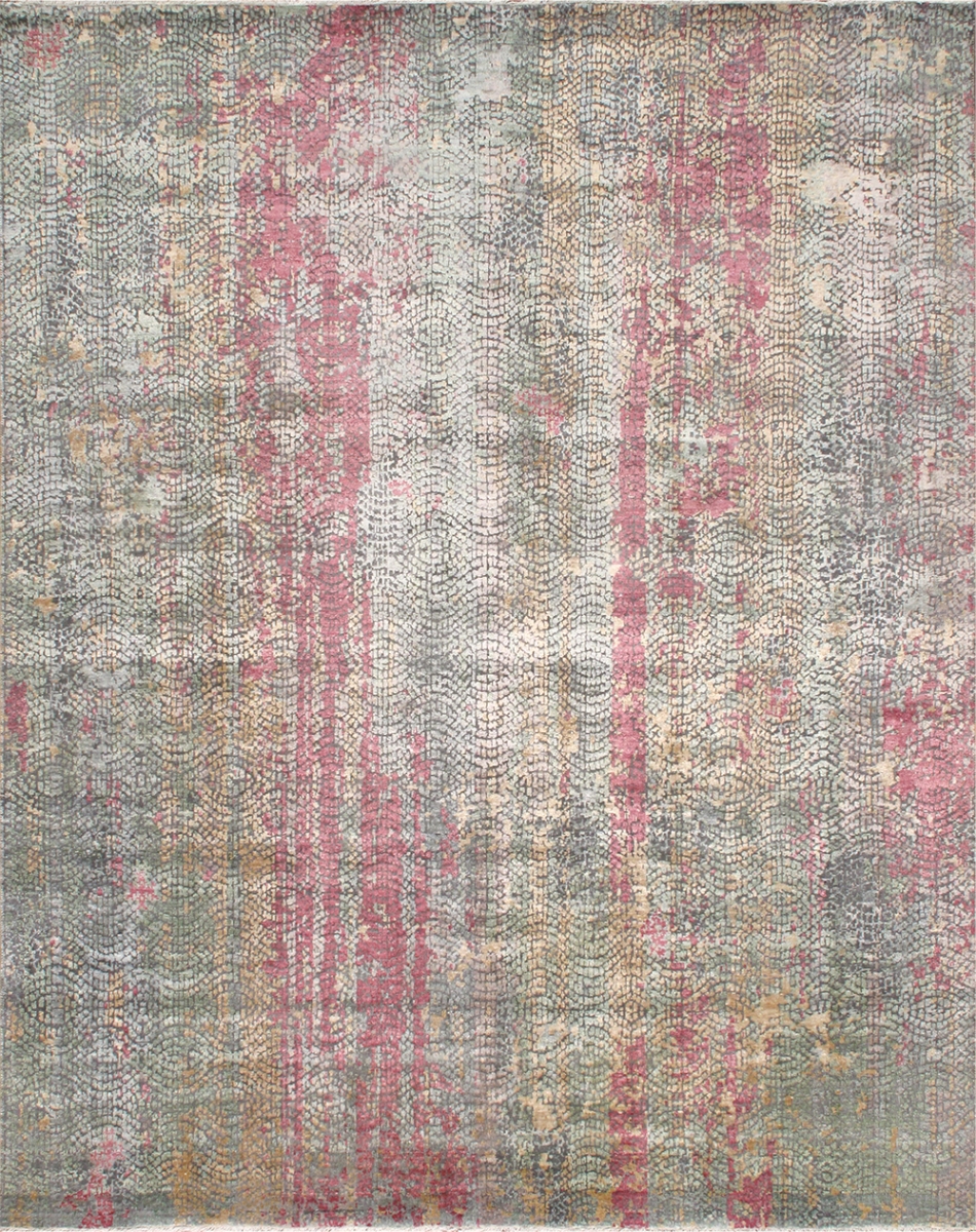 GEM-6 10x14  Modern Collection Hand-Knotted Bamboo Silk & Wool Area Rug- 10' 1' X 13'10'