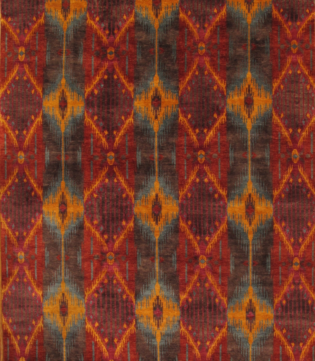 Ikat Collection Hand-Knotted Lamb's Wool Area Rug- 6' 4' X 8' 11'