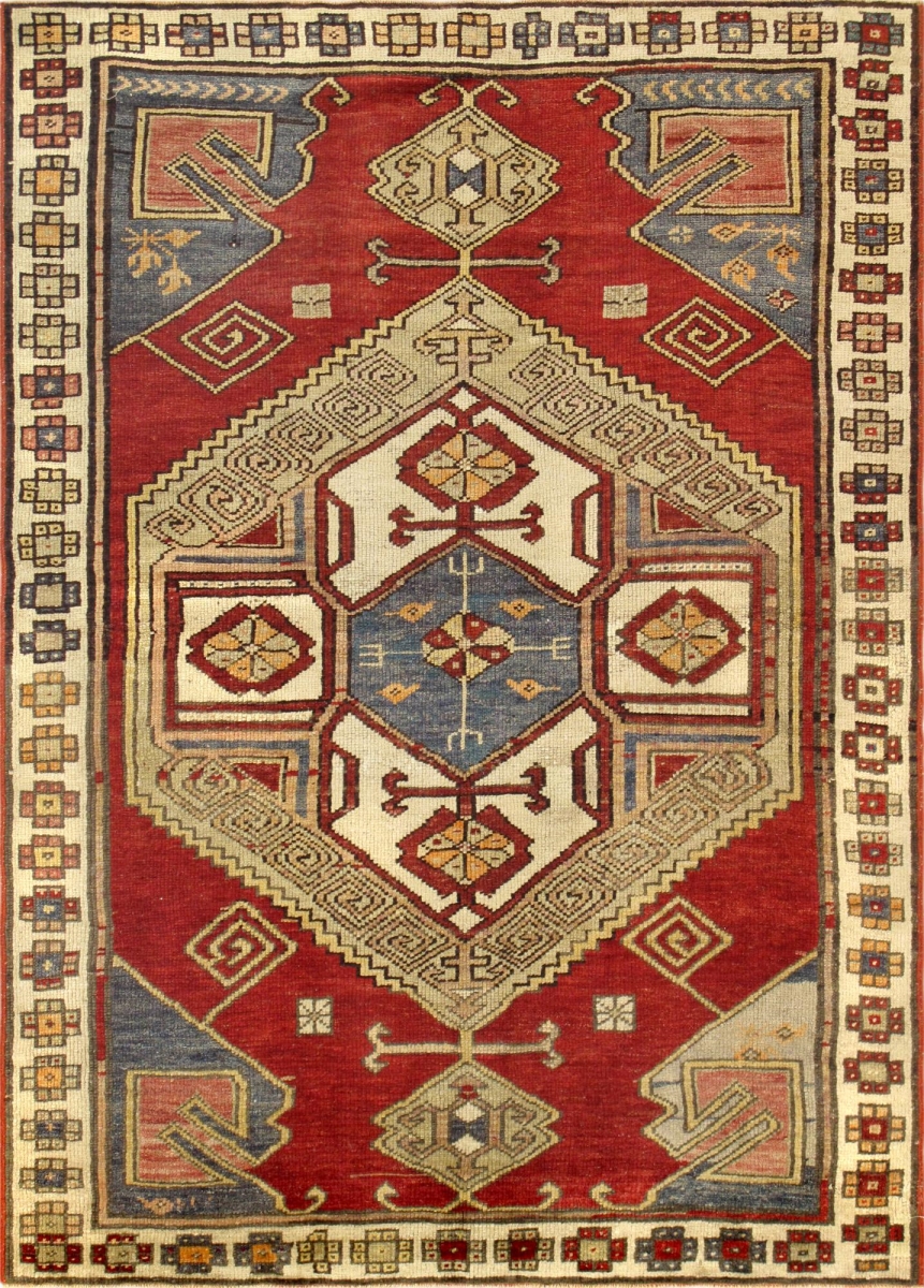 Kazak Collection Hand-Knotted Lamb's Wool Area Rug - Rust - 4'1'x5'9'