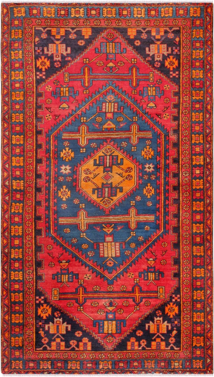 Vintage Azerbaijan Red Lamb's Wool Area Rug
